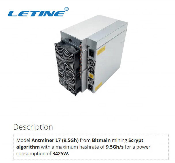 9050Mh 9500Mh Bitmain Antminer L7 9160 Mh 9.16Gh 75dbの総督の中佐1