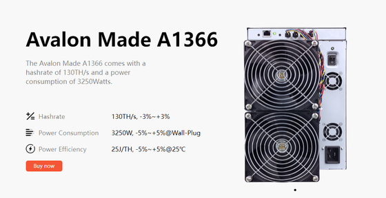BTC Bitcoinの採掘機Avalon A1366 130th 3250W SHA-256高いHashrate