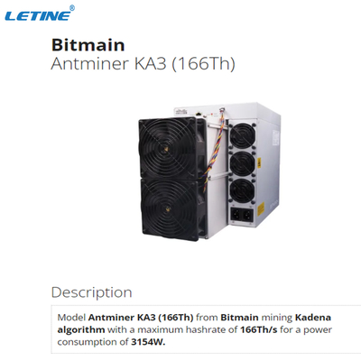 最高利益 KDA ASIC マイナー Bitmain Antminer KA3 166th Kadena Crypto