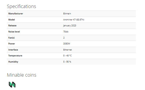 Bitmain Antminer K7 CKB コイン Cryptocurrency Asic Miner 高収益マイニング マシン