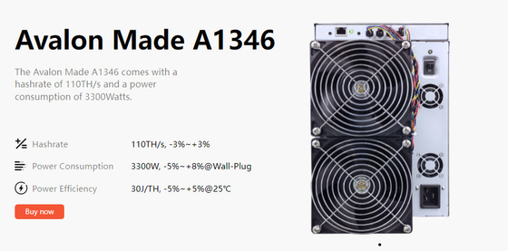 Avalon A1346 110th BTC Asic抗夫3300W高いHashrate Bitcoinの鉱山Equiment