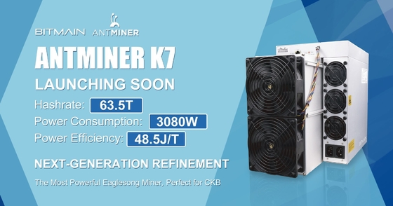 Bitmain Antminer K7 CKB Asic抗夫63.5Th 3080W最高のHashrate 63.5Th/S