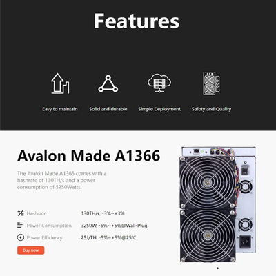 電源を持つA1346 A1366 Canaan Avalon抗夫1346 110T Bitcoin抗夫