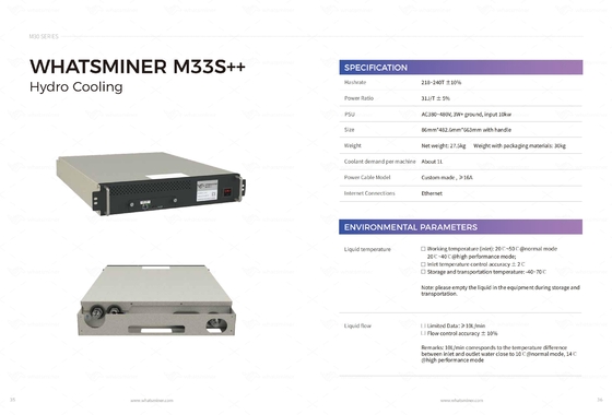 ハイドロ冷却のMicroBT Whasminer M33s+ 218t 240t M53s++ 310t 328t