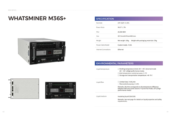 産業冷却のためのハイドロ冷却のMicroBT Whatsminer M36s 174t 222tのイーサネット関係