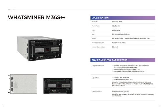 産業冷却のためのハイドロ冷却のMicroBT Whatsminer M36s 174t 222tのイーサネット関係