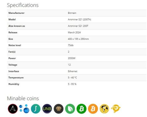 Bitmain アントマイナー S21 200T S21Hyd 335T ビットコイン アシックマイナー