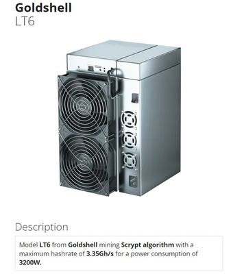 Scryptのアルゴリズムの金の貝抗夫3200Wの中佐総督LT6 NLG抗夫3.35G