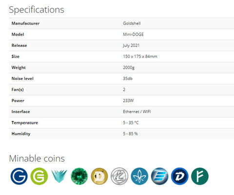ミニ総督のGoldshell鉱山のScryptのアルゴリズムのHashrate 185Mhのパワー消費量233W Goldshell Asic抗夫