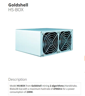 HSボックスAsic抗夫のGoldshellのアルゴリズムの握手Blake2B-Sia 470Gh 230W