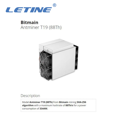 Bitmain Asic Antminer T19 88T 3344Wの高い利益SHA-256のアルゴリズムBTCの採掘機同じようなS19