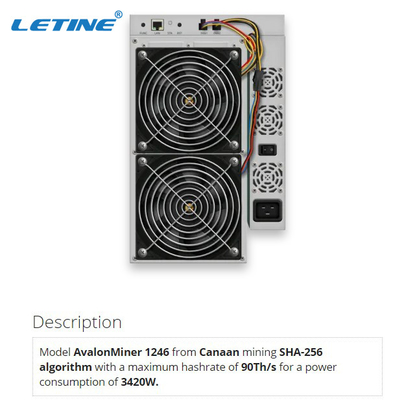 BTC 87T 90T 93T Avalon A1246 85t SHA256 3420Wのイーサネット インターフェイス