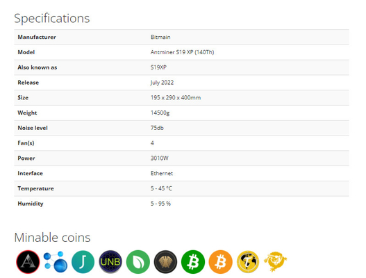 Letine 141Th 3010W Asic Bitmain Antminer S19 XP SHA-256のアルゴリズムBitmain Asic Antminer