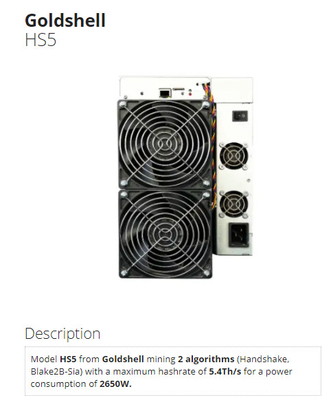 HS5 HS3 HSBOX ゴールドシェル Asic マイナー ハンドシェイク Blake2B-Sia HNS ASIC マイナー 2650W