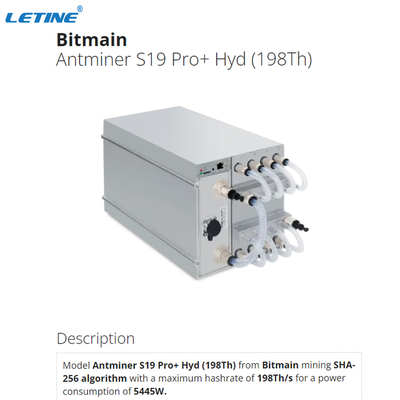 SHA-256アルゴリズムのBitmain Asic Antminer Bitmain Antminer S19 Pro+ Hyd 198Th