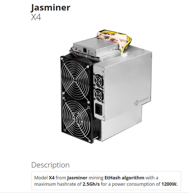 JASMINER X4 2.5GH 5GB ETH等1200W ETCHASH ETHHASHの暗号のasic抗夫