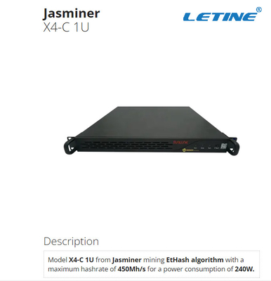 家IDC部屋の専門の場所のためのJasminer X4-C 1U EtHash Asic抗夫450Mh 240W
