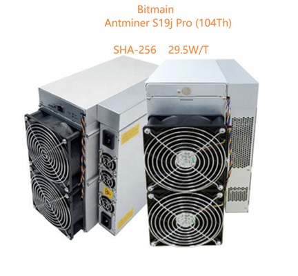 29.5W/T Bitcoin Asic Antminer Bitmain Antminer S19jプロ104Th SHA 256のアルゴリズム